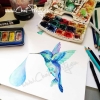 Dessin de colibri pour bijoux Chat Pristy