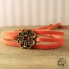 bracelet femme cordon cuir corail