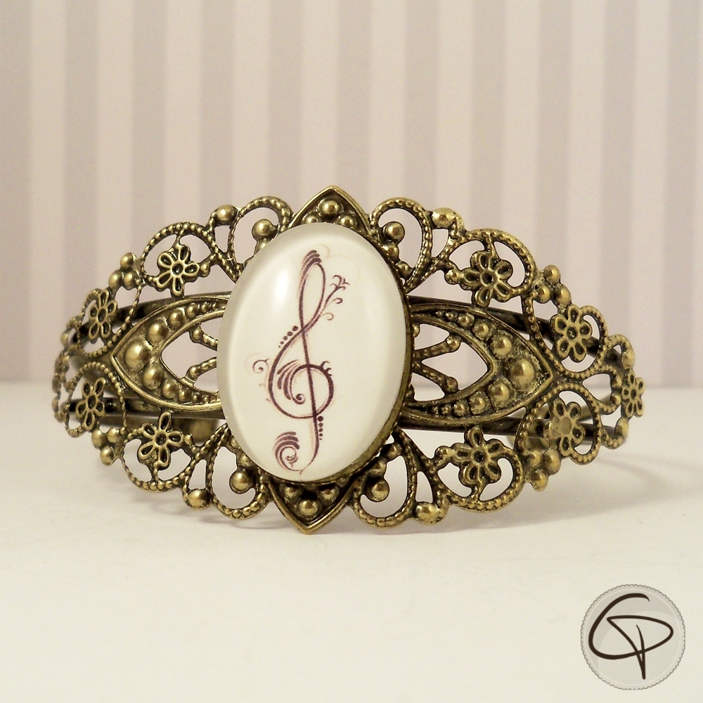 bracelet de manchette clef de sol