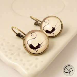 boucles d'oreilles chat noir