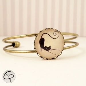 bracelet bronze chat noir