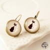 boucles d'oreilles bronze chat noir