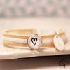 Bracelet coeur cordons beige blanc