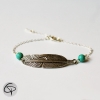 Bracelet plume et perles turquoise