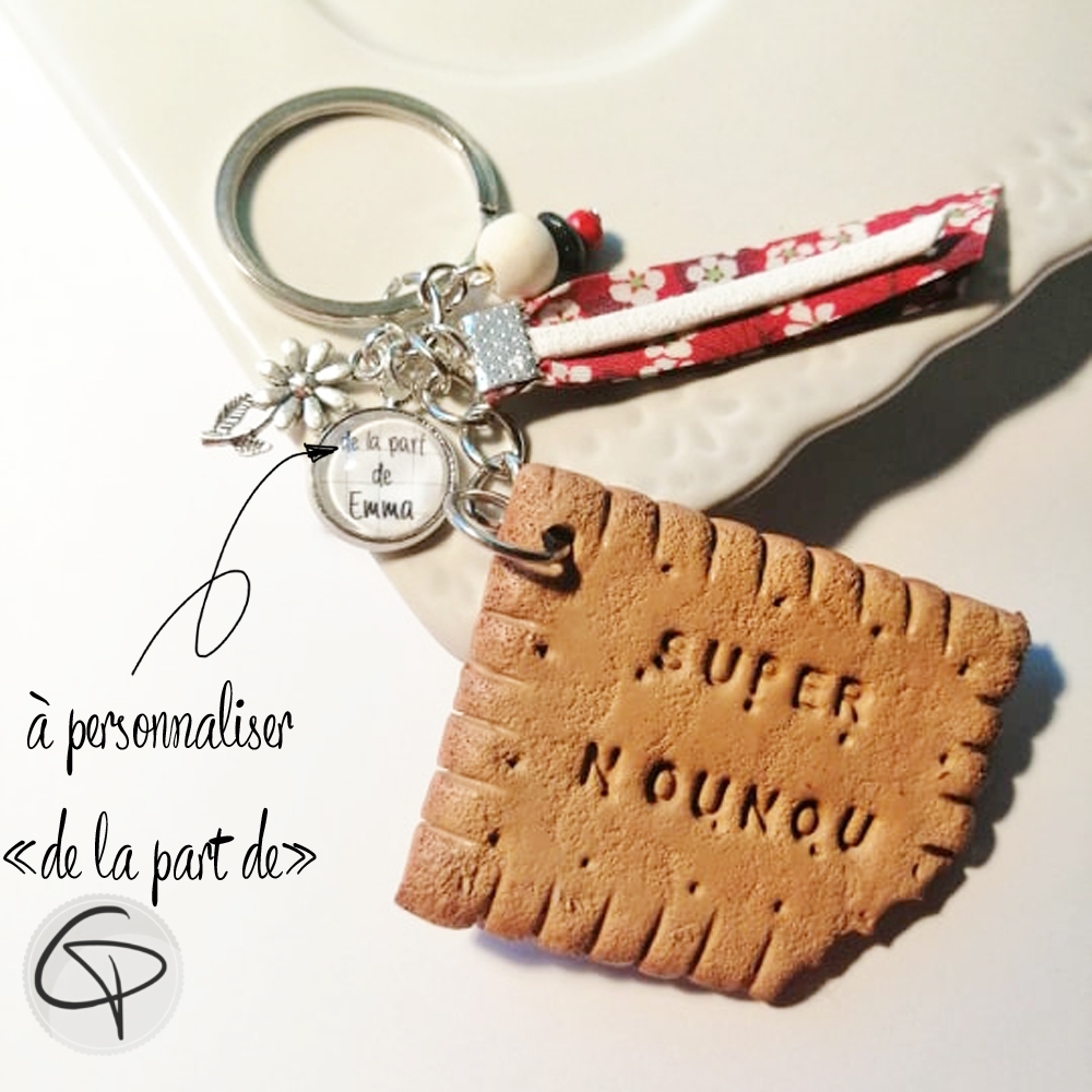 Porte-clé biscuit Nounou  Cadeau original et personnalisé