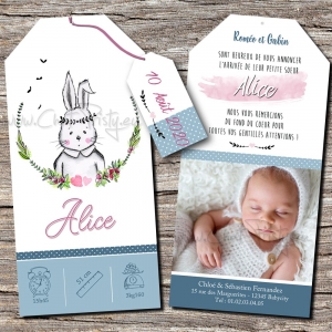 Faire-part de naissance lapin