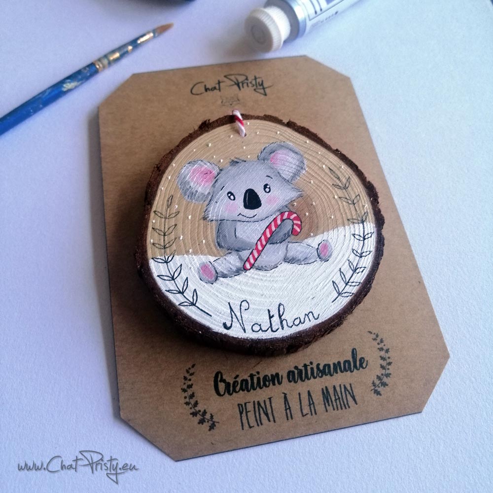 Déco sapin Noël illustration koala original personnalisé